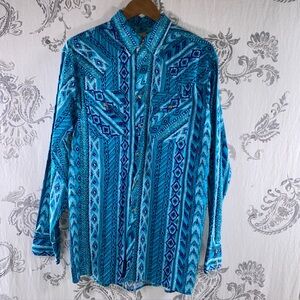 Vintage Saddlebrook Western cowboy 
Long Sleeve‎ Button Down Shirt